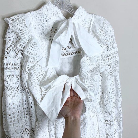 NEW Sea New York Patrizia Mini Dress (Sz 4) Open Back Lace Eyelet White - Picture 9 of 14